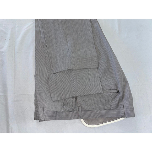 Hugo Boss Sharp1 US Flat Front Wool Dress Pants, Slacks. Gray Stripe, 33X30 Read - Picture 4 of 10